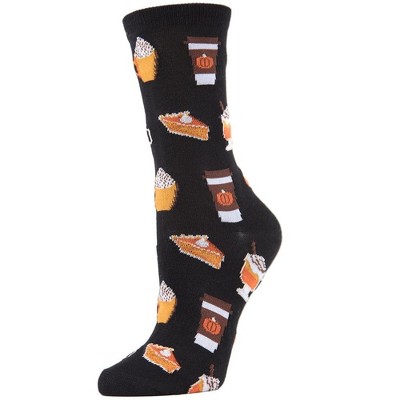 Memoi Pumpkin Spice Latte Rayon Blend Crew Socks