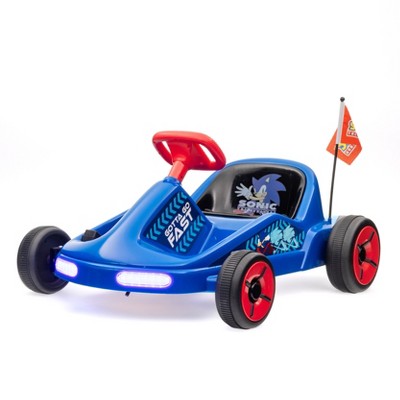 Sonic the Hedgehog 12V Electric Go Kart for Kids with Lights, Remote Control, Seat Belt, Rechargeable Battery, Fun Ride-On for Ages 3-6