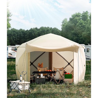 Pentagonal Pop-Up Screen Tent Gazebo, 5-Sided Canopy Shelter, 210D Oxford Fabric, Ideal for Patio, Backyard, Lawn & Camping.