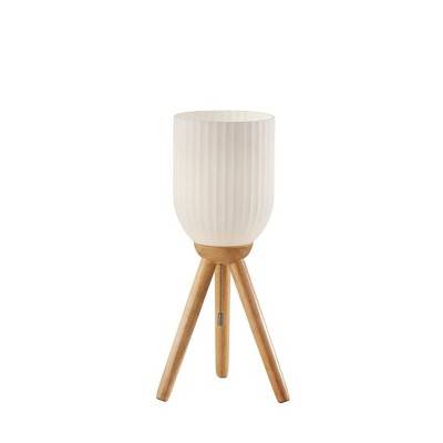 Adesso Kinsley Table Lamp Natural: ETL Listed, Wood Base, Glass Shade, 60W, Modern Decor