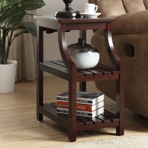Wasaki 13" Wide Espresso 2-Shelf Wood Side Table with USB - 1 of 1