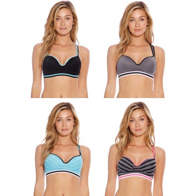 Just Intimates Women's Racerback Sports Bra – Supportive Activewear, Comfortable Seamless Design (4-Pack)