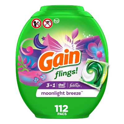 Gain Flings Moonlight Breeze HE Compatible Liquid Laundry Detergent Soap Pacs