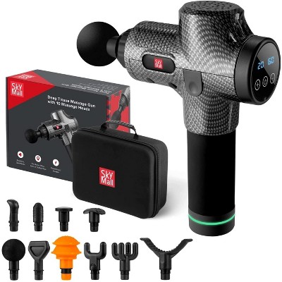 SM Percussion Massage Gun Deep Tissue for Athletes | Cordless Handheld 30-Speed Percussive Muscle Massage Therapy + 10 Heads, LCD Screen & Carry Case