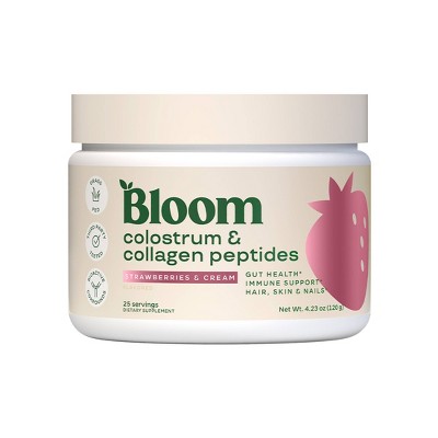 BLOOM NUTRITION Colostrum & Collagen Peptides Powder - Strawberries & Cream - 25 Servings