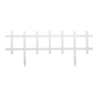 Suncast Cape Cod Styling Weatherproof Long Border Fence with Interlocking Tabs for Garden and Yard Edging Solution, White (4 Pack)