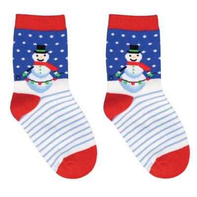Socksmith 9.0 Inch Festive Snowman Lights Holidays Scarf Top Hat Crew Socks