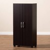 Marine Wenge Finished 2 Door Wood Entryway Shoe Storage Cabinet Brown - Baxton Studio: Organizer for 12 Pairs, Air Circulation Design - 4 of 4