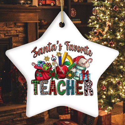 Santa’s Favorite Teacher Fun Holiday Christmas Ornament| OrnamentallyYou