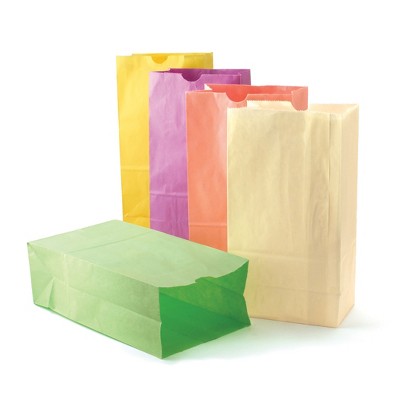 Hygloss® Gusseted Flat Bottom Paper Bags, Size #6, Pastel Assorted Colors, 28 Per Pack, 3 Packs