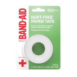 Johnson & Johnson Band-Aid Brand First Aid Hurt-Free Medical Paper Tape - 1in x 10 yd - 1 of 4