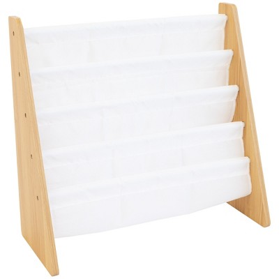 Kids' Journey Bookshelf 4 Tier Book Storage White/ Natural - Humble Crew: Toddler Story Book Shelf for Kids Room