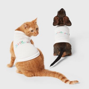 "Sleigh What?" Matching Family Pajama Dog and Cat Sweatshirt - Wondershop™ White - 1 of 4