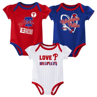 MLB Philadelphia Phillies Infant Girls' 3pk White Bodysuit