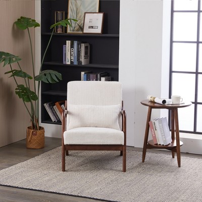 Airsurfer Mid-Century Modern Accent Chair ¨C Upholstered Armchair with Pillow & Solid Wood Frame
