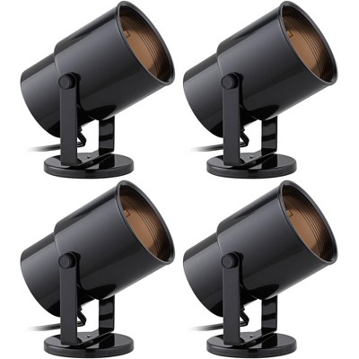 Pro Track Studio Set of 4 Small Uplighting Indoor Accent Spot-Lights Plug-In Adjustable Floor Plant Home Decorative Art Desk Black Finish 8" High