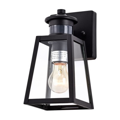 C Cattleya Matte Black Motion Sensor and Dusk to Dawn Outdoor Wall Sconce