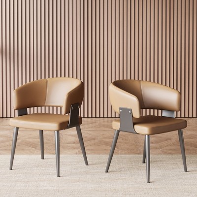 Luck Live 2-piece comfortable soft cushion modern dining chair with metal support legs