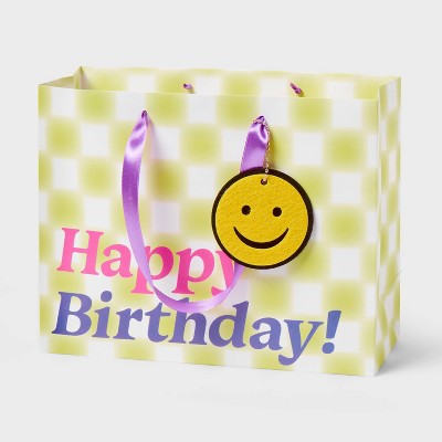 Green Checkered with Smiley Medium Gift Bag - Spritz™