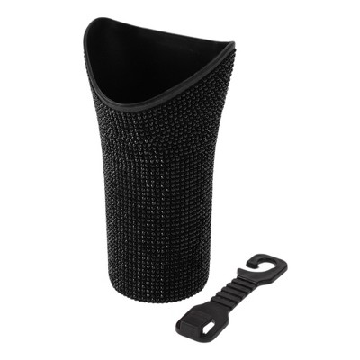 Unique Bargains Auto Car Trash Can Durable Seat Back Trash Bin Black 1 Pc 3.9" Width 7.5" Height Plastic Rhinestone