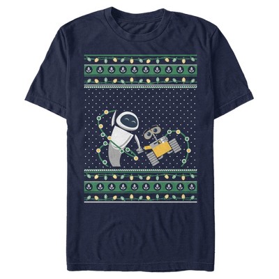 Men's Wall-E Eve Ugly Sweater  T-Shirt - Navy Blue - 3X Large