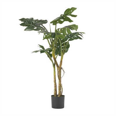 XINGHANZHENXUAN Artificial Monstera Tree, Pre-Potted Faux Tropical Plant with Split-Leaf Design, Exotic Greenery for Indoor Decor
