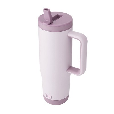 BUILT 40 Ounce Double Wall Stainless Steel Cascade Tumbler with Flip Up Straw Lid and Handle, Hot or Cold Tumbler
