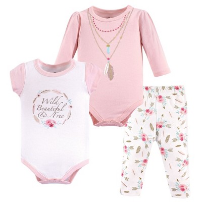 Little Treasure Baby Girl Cotton Bodysuit and Pant Set, Boho