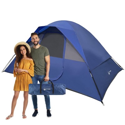 Wakeman Outdoors 5 Person Camping Dome Tent, Blue