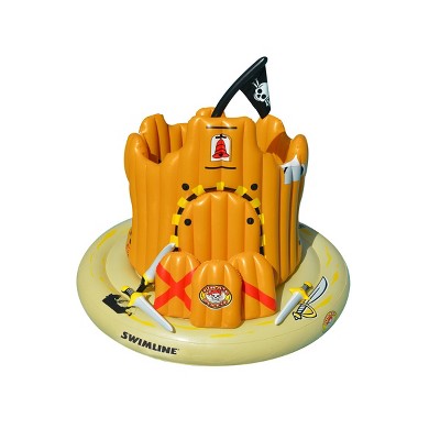 Solstice 82" Inflatable Giant Floating Pirate Castle Swimming Pool Adventure Play Set - Yellow