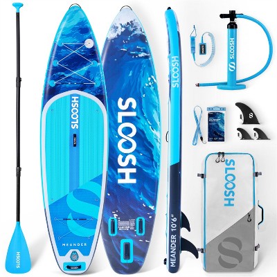 SLOOSH 10'6" Inflatable Stand Up Paddle Board with Premium Accessories, EVA Deck, Ultra-Light Carry Bag Pump, Meander SUP for Youth & Adults - Blue