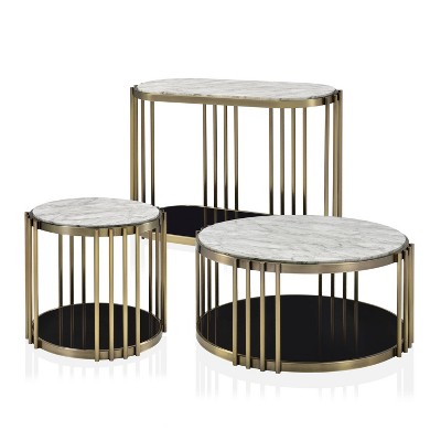 3pc Solstice Glam Living Room Set Antique Brass - HOMES: Inside + Out