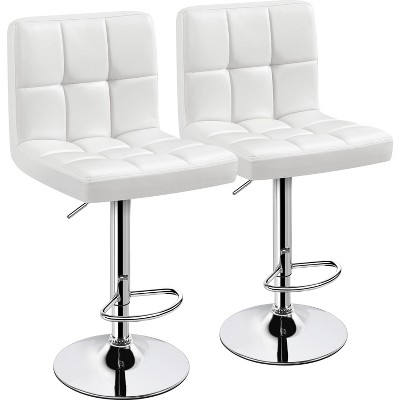 Yaheetech 2pcs Adjustable PU Leather Swivel Stool Armless Chairs with Bigger Base