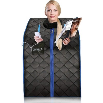 SereneLife Portable Infrared Sauna – Compact, Detoxifying, Energy-Efficient, with Heating Pad – Black