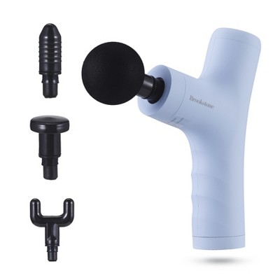 Brookstone Ergo Pulse Cordless Percussion Massager – Rechargeable with 4 Speeds, 4 Heads & Storage Case