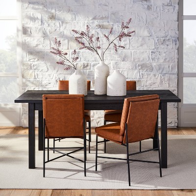 Faux Leather & Metal Dining Chair - Black/Brown - Hearth & Hand™ with Magnolia