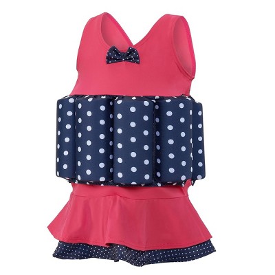 Konfidence Learn to Swim Floatsuit in Pink Polka Dot Skirt