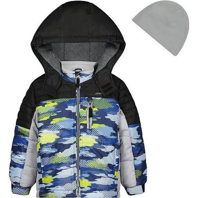 LONDON FOG Boys' Stylish Winter Puffer Coat With Beanie Hat