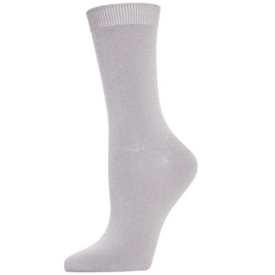Memoi Women's Flat-Knit Bamboo Blend Crew Socks