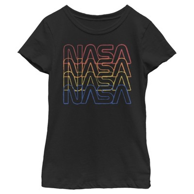 Girl's NASA Rainbow Repeat Logo T-Shirt