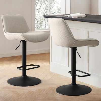 Modern Fabric Bar Stools with 360° Swivel and Adjustable Height, Padded Counter Stools for Kitchen Island or Home Bar-Maison Boucle