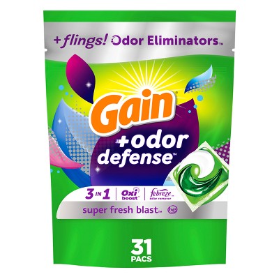 Gain Flings Odor Defense Laundry Detergent Pods - 31ct