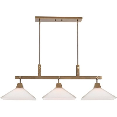 Uttermost Brass Steel Linear Pendant Chandelier 43 3/4" Wide Modern Frosted Glass 3-Light for Kitchen Island Dining Living Room