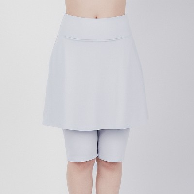 Calypsa Women's Plus Size Flared Mid-Thigh Swim Skirt With Bike Shorts