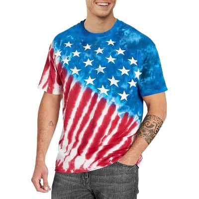 HAPPY BAY Men's 4th of July Patriotic US American Flag Tshirt Short Sleeve Tie Dye Tee Crewneck Cotton Summer T-Shirts Shirts for Men