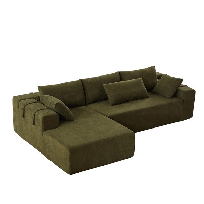 NicBex 108 Inch Chenille L-Shaped Modular Sectional Sofa with Chaise and 6 Pillows for Living Room,Apartment,Office
