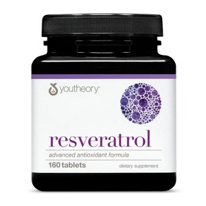 Youtheory Resveratrol Advanced Antioxidant Formula - Premium Antioxidant Supplement with Super-Fruit Blend - Dairy, Soy & Gluten Free - 160 Tablets - 1 of 4