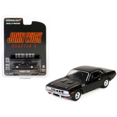 Plymouth Barracuda Black "John Wick: Chapter 4" (2023) Movie "Hollywood Series" Release 41 1/64 Diecast Model Car by Greenlight