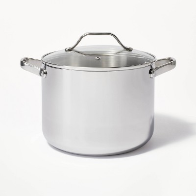 8qt Stainless Steel Tall Stock Pot Silver - Figmint™