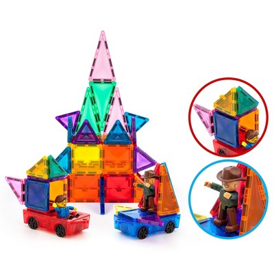 PICASSO-TILES Magnetic Cars for Kids, Compatible for Magnet Tiles for Kids, Construction STEM Building Block Educational Toy, Travel Size, 2PCS